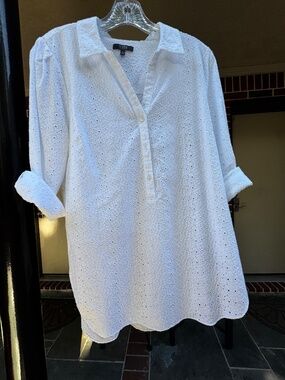 NYDJ eyelet quarter sleeve tunic